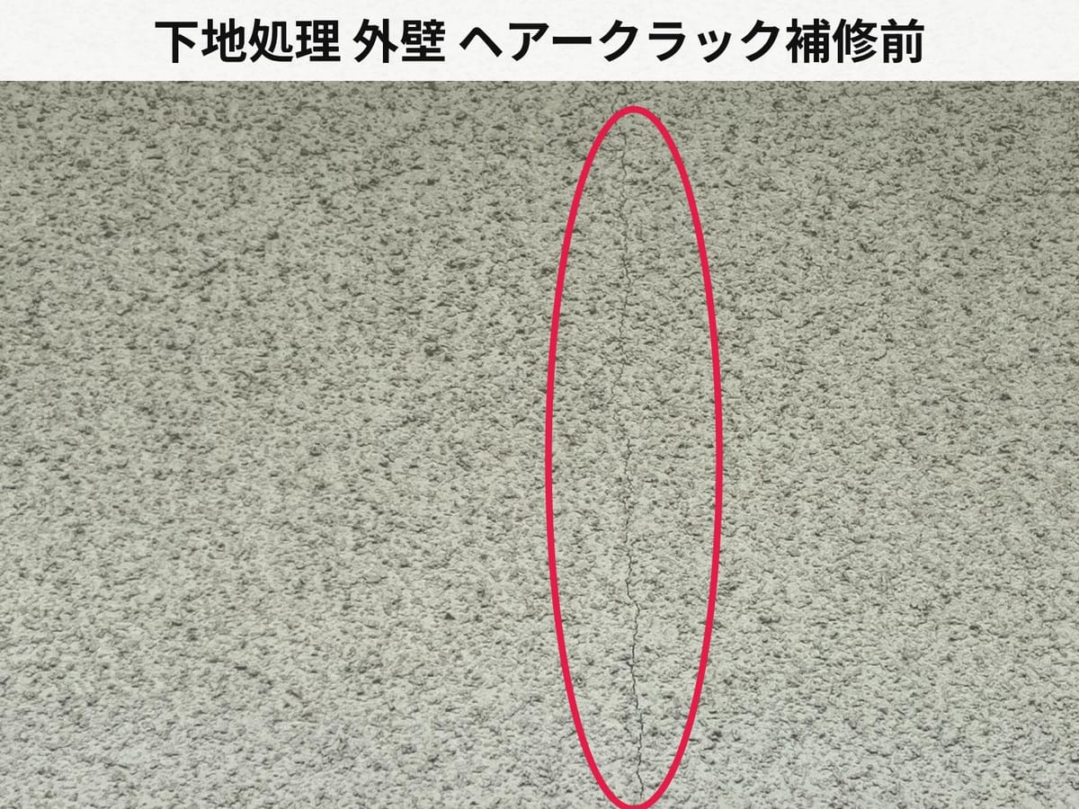 下地処理 外壁 ヘアークラック補修前